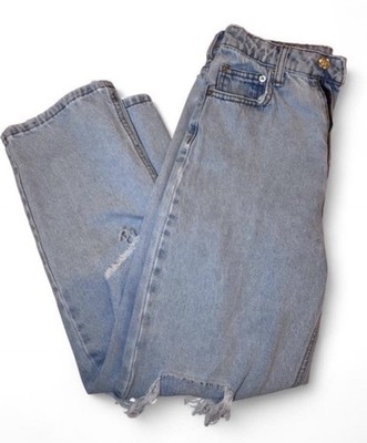 Princess Polly Distressed Straight Light Blue Denim Jeans 90s Style Women
