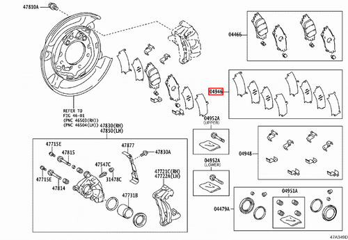 Genuine Toyota 4Runner TRN285 TRN280 GRN285 GRN280 Rear Disc Brake Pad Shim Set - Bild 8 von 9