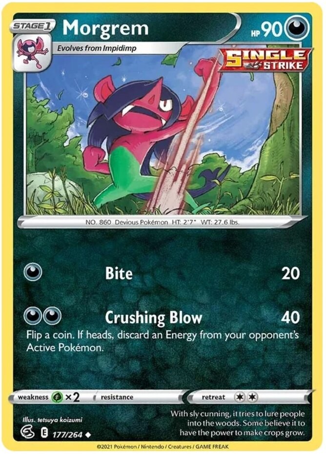 Morgrem - 177/264 - Uncommon (Mp) Fusion Strike - Darkness Pokémon