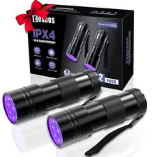 2 Pack UV Flashlight 12 LED Blacklight 395nm Pet Urine Stain Detector Torch