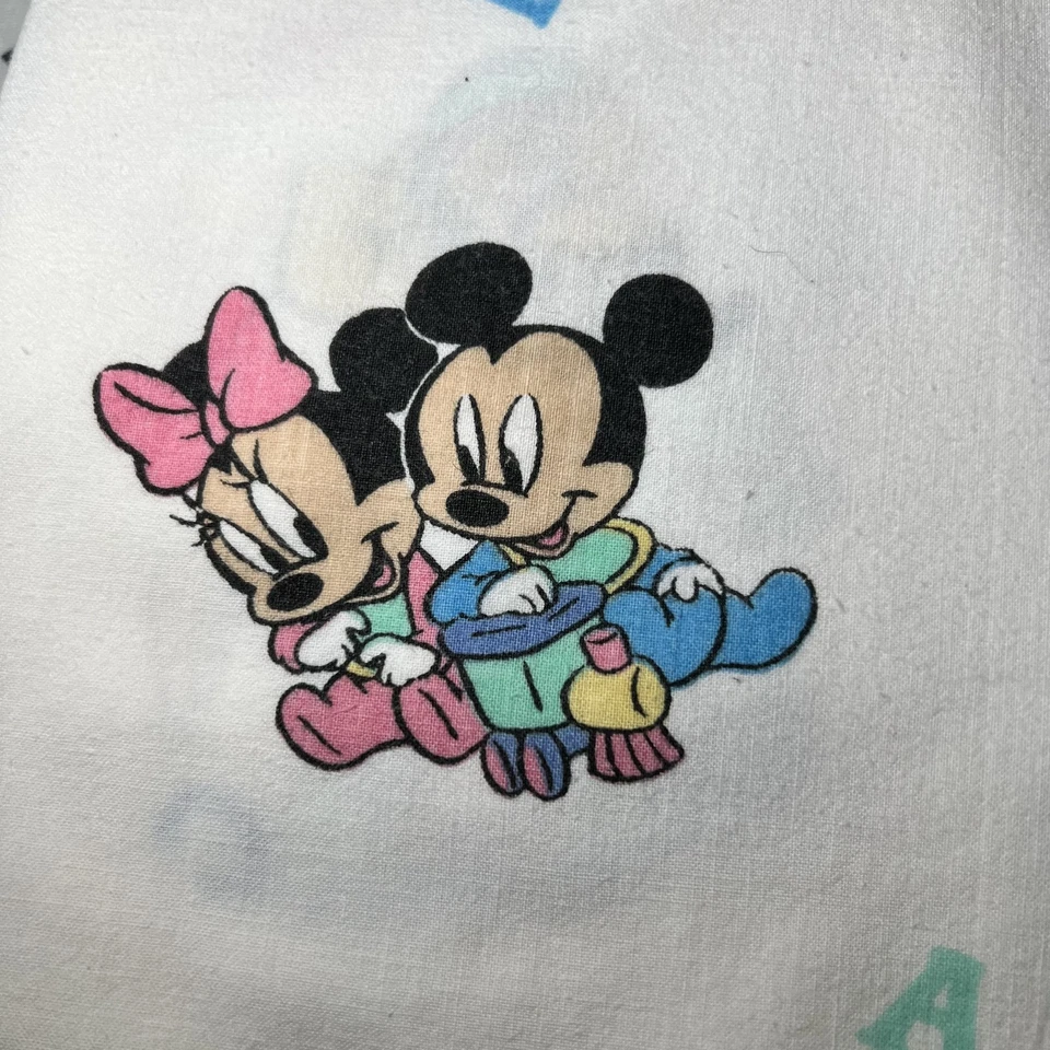 Folha de berço Dundee vintage Disney bebês Mickey Mouse ABC Donald Minnie EUA - Imagem 3 de 4
