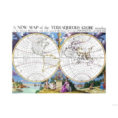 Historic Map - Terraqueous Globe - Vintage Wall Art