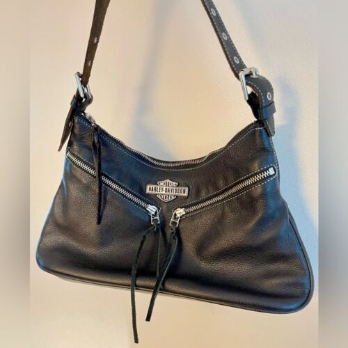 Harley-Davidson | Women's Double Zipper | Leather Shoulder Bag - Picture 1 of 10