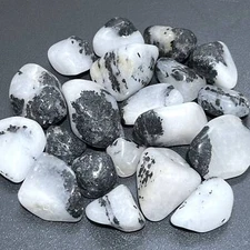 White Quartz With Tourmaline Tumbled Stones (By The Piece Or Pound) Wholesale