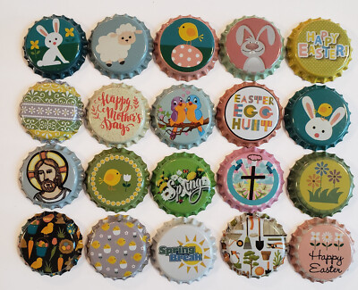 Beer Bottle Caps - Easter - 20 caps