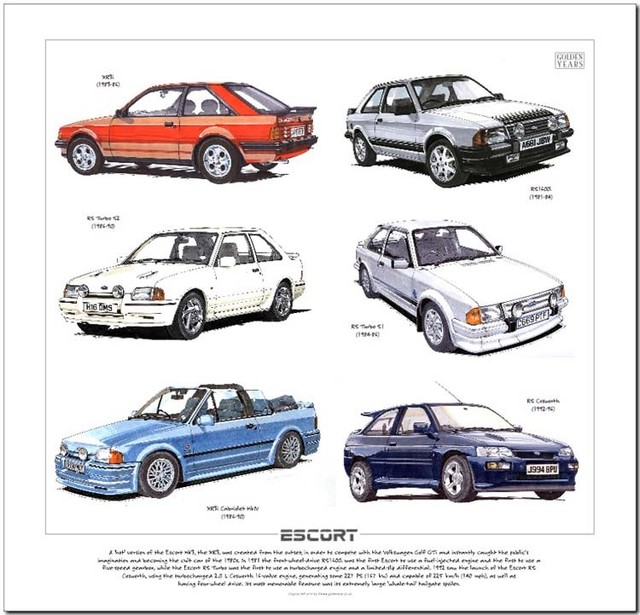 Ford Escort Mkiii Mkiv Mkv Art Print Xr3i Cabriolet Rs1600i Rs Turbo Cosworth For Sale Online Ebay