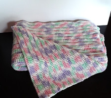 Hand Crocheted Baby Blankets Pink Purple Soft Blanket 29"x41"