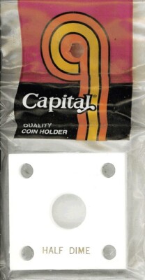 Capital Plastic Holder For 1/2 Half Dime 2x2 White Display Acrylic Case