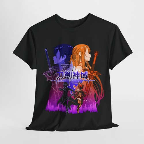 Sword Art Online, T-shirt unisex cotone pesante, camicia anime, regalo per gli amanti degli anime - Foto 2 di 17