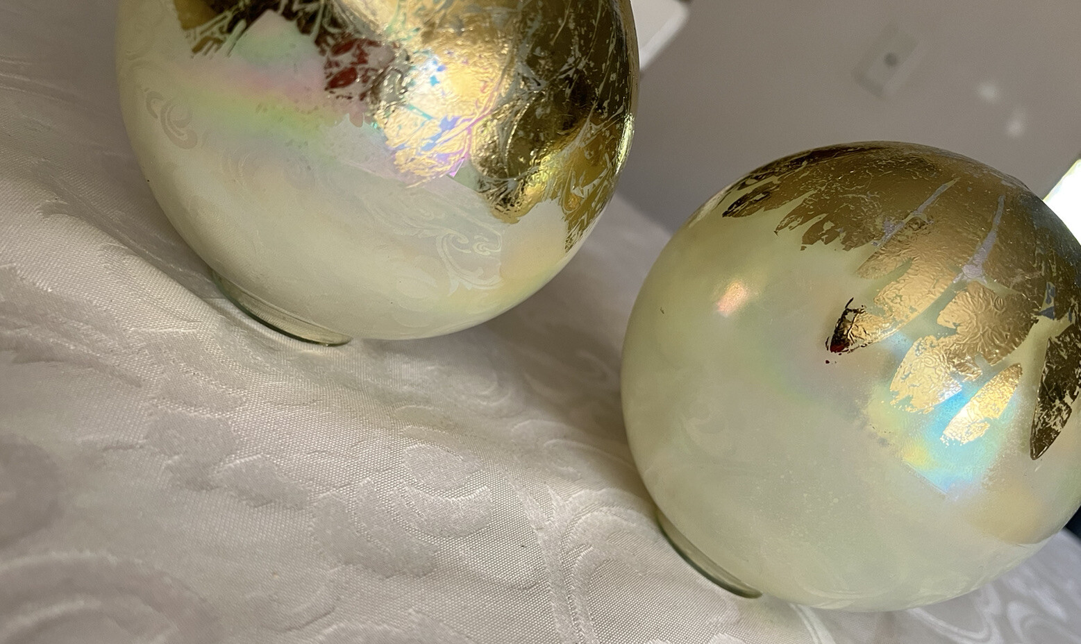 Gold Iridescent Glass Orbs Set of 2 Decorative Sphere Balls eBay
