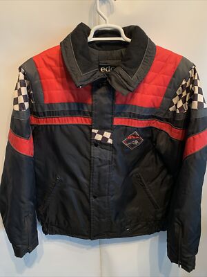 90s Edco Racing Snow Winter Snowmobile Jacket Coat Mens Large Checker Red Indy