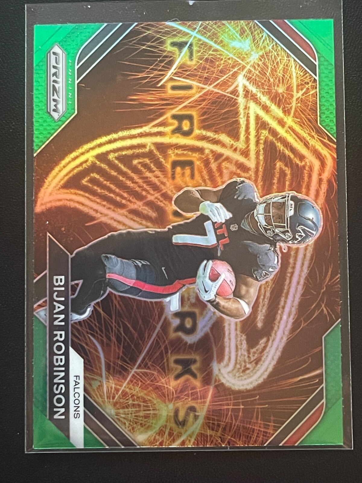 BIJAN ROBINSON 2023 PRIZM FOOTBALL RC GREEN CRACKED ICE FIREWORKS #F-24 ROOKIE