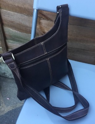 Authentic Arthur Aston Chocolate Brown Leather Cross Body Bag