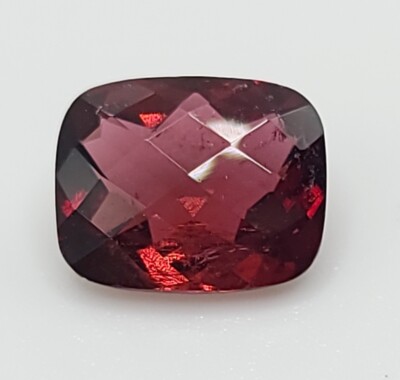 Rubellite Tourmaline Checkerboard Cushion cut Vivid Red