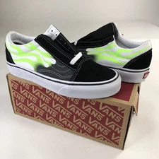 Vans Old Skool Flame Mens 4/Women 5.5 White Green Off The Wall New VN0A4U3BXEY