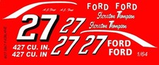 27 AJ Foyt Sheraton Thompson 1967 Fairlane 1/64th HO Scale Slot Car Decals