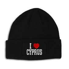 Patch Beanie for Men & Women I Love Cyprus Winter Hats Acrylic Skull Cap Hats