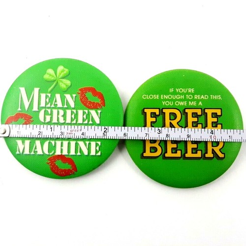 Vintage 1983 2 Pack Irish St. Patrick’s Day Free Beer Kissing Button Pin backs - Picture 6 of 12