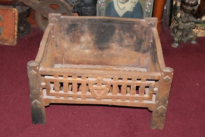 Antique Arts Crafts Cast Iron Fireplace Log Holder Medieval