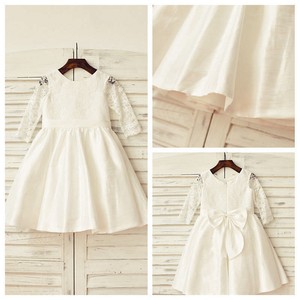a line knee length flower girl dress