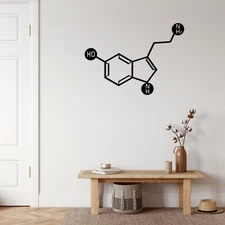 Serotonin Molecule Chemical Metal Wall Art, Metal Wall Decor, Home Decor