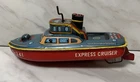 Vintage 1950s Bandai Japan Tin 8" Wind-Up Express Cruiser Boat Works