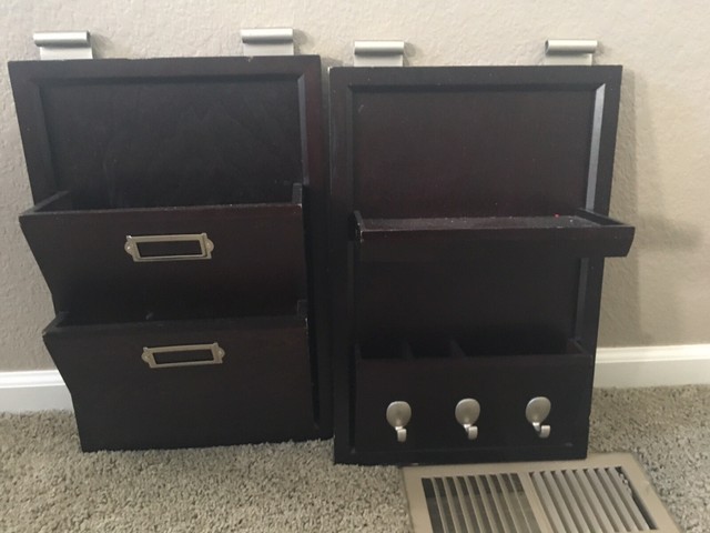 Pottery Barn Wall Hanging Foyer Entryway Wood Mail Shelf Daily