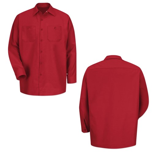Red Kap Work Shirt Solid Color 2 Pocket Men's Industrial Uniform Long Sleeve - Picture 40 of 41