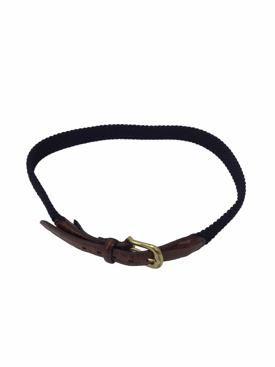 Brighton Stretch Belt Braided Elastic Croc Embossed Leather 