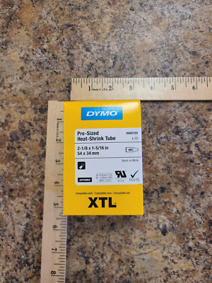 DYMO 1868720 Pre-Sized Heat-Shrink Tube, 54mm x 47mm, Black on White, XTL Series