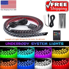 4pcs Rgb 48 Led Strip Under Car Tube Underglow Underbody System Neon Light Kit