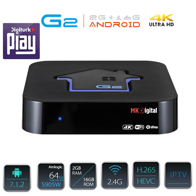MK Digital G2 4K UHD IPTV Android 7 Player H.265 2GB RAM 16GB Flash  Wlan,Youtub
