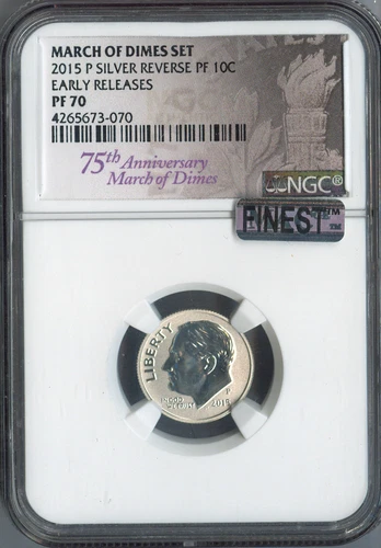 2015-P Roosevelt Dime Silver Reverse Proof NGC PF70 Early Release Auction
