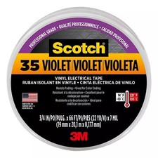 3M Scotch Vinyl Color Coding Electrical Tape 35, 3/4 in x 66 ft, Violet