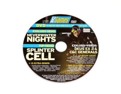 PC Games Demo Video DVD Splinter Cell Never Winter Nights Crossroads Deus Ex 2