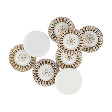 Vintage Round Floral Glass Cabochon White  Gold Flat Back 8 pcs