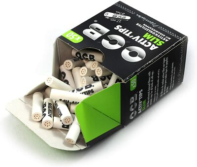 OCB Activ Tips Slim Charcoal Filter 7mm Filtertips Je Box 50 Filter Ceramic Caps