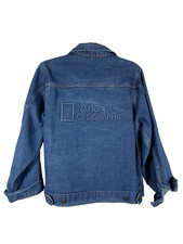 TYCA Embossed National Geographic Denim Jacket Made In USA Sz S/M
