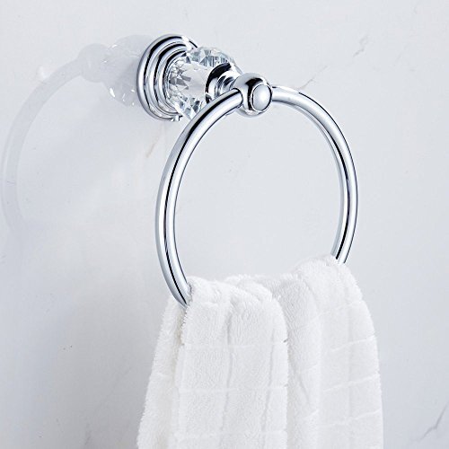 Crystal Bathroom Hardware Set, Chrome Bathroom Accessories Silver Towel Ring ... - Picture 5 of 9