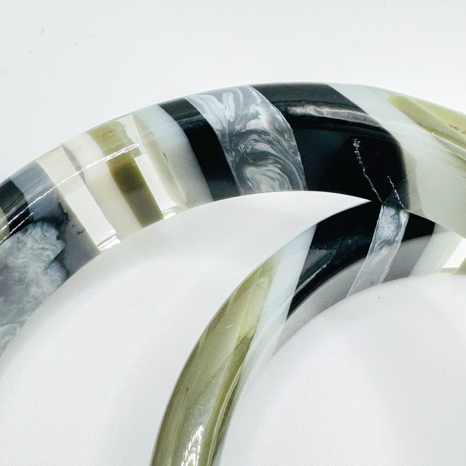 x2 Fire Fly Striped Pattern Chunky Solid Bangles … - image 6