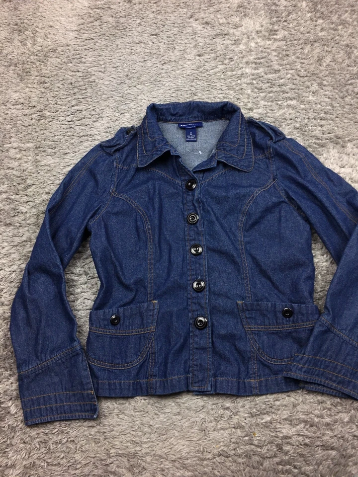 Chaqueta vaquera Forenza para mujer talla 12 azul denim lavado oscuro abotonada 31-8265-6 Foto 3 de 4