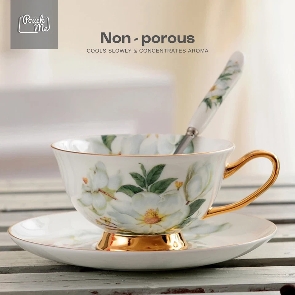 Juego de caja de regalo de boda de té de lujo 6 piezas juego completo nuevo camelia Foto 3 de 4