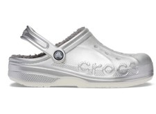 Crocs Baya Printed Lined Clog Silver Metallic Women  s Size 7 - Men  s 5 NEW