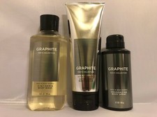 SET Bath Body Works GRAPHITE for Men Body Cream 8oz ShowerGel 10oz Spray