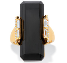 BLACK ONYX CZ COCKTAIL GP RING 18K GOLD STERLING SILVER 6 7 8 9 10