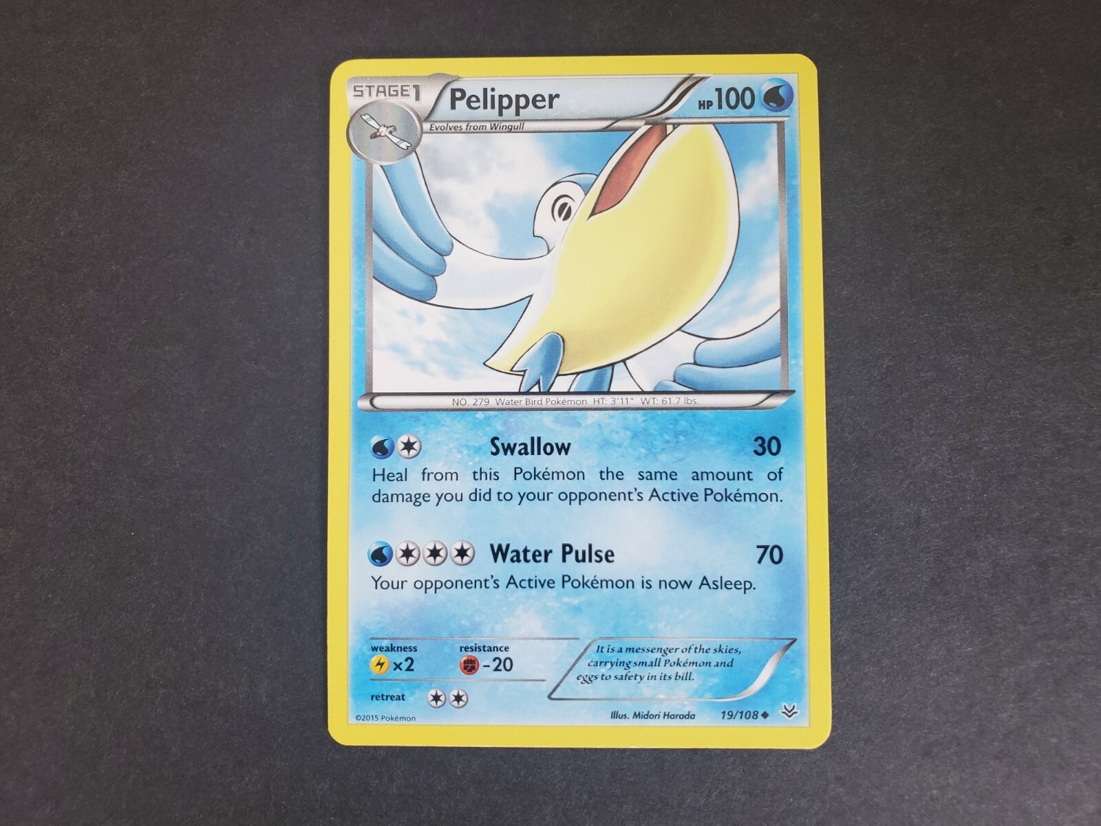 Pelipper Stage 1 Pokémon Card 2015 