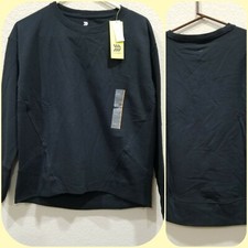 ALL IN MOTION Black Long Sleeve Sweatshirt Ribbed Sides Size SMALL Nice NEW 
