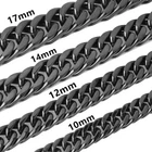 8mm-19mm Black Plated Men's 316L Stainless Steel Curb Cuban Link Chain Necklace