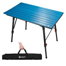 Portable Camping Table Aluminum Folding Beach Table with Bag Adjustable Legs USA