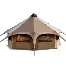 Canvas Tent 8-Person Yurt Tent with Stove Jack Bell Tent for Camping Luxury Glam